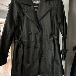 Studio Women's Black Leather Coat